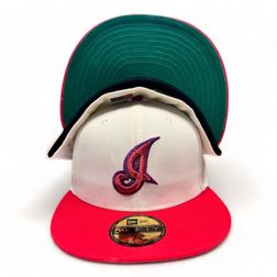 Cleveland Indians Chrome Red Two Tone Jacobs Field Patch Green UV New Era 59FIFTY Fitted Hat