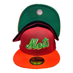 New York Mets Red Orange Two Tone BK3 Pack 1969 WS Patch Green UV New Era 59FIFTY Fitted Hat