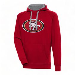 San Francisco 49ers Red Embroidered Logo Antigua Victory Hoodie