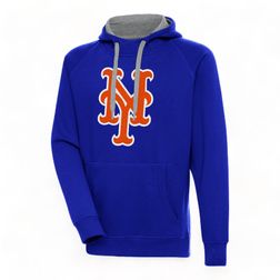 New York Mets Blue Embroidered Logo Antigua Victory Hoodie