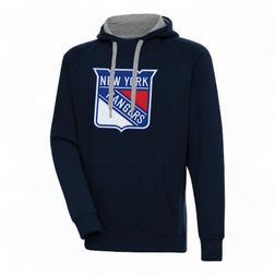 New York Rangers Navy Embroidered Logo Antigua Victory Hoodie