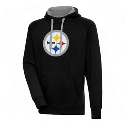 Pittsburgh Steelers Black Embroidered Logo Antigua Victory Hoodie