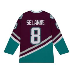 Anaheim Ducks Dark Blue Line Teemu Selanne 1996 Mitchell & Ness Jersey