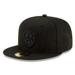 Milwaukee Brewers Black on Black Basic New Era 59FIFTY Fitted Hat