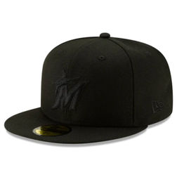 Miami Marlins Black on Black Basic New Era 59FIFTY Fitted Hat