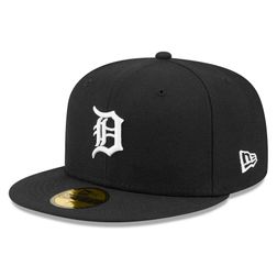 Detroit Tigers Black and White Basic New Era 59FIFTY Fitted Hat