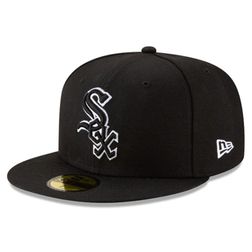 Chicago White Sox Black White Outline Basic New Era 59FIFTY Fitted Hat