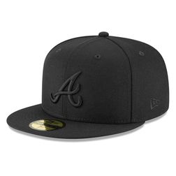 Atlanta Braves Black on Black Basic New Era 59FIFTY Fitted Hat