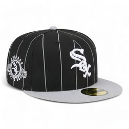 Chicago White Sox Black Throwback Pinstripes New Era 59FIFTY Fitted Hat