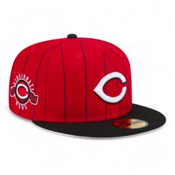 Cincinnati Reds Red Throwback Pinstripes New Era 59FIFTY Fitted Hat