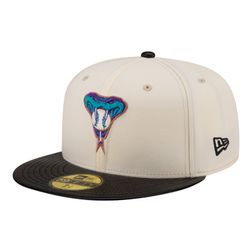 Arizona Diamondbacks Chrome Black Leather Visor New Era 59FIFTY Fitted Hat