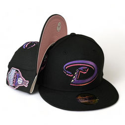 Arizona Diamondbacks All Black Pink & Purple Metallic 1998 Inaugural Patch Pink UV New Era 59FIFTY Fitted Hat