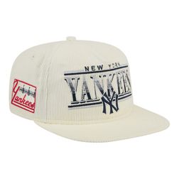 New York Yankees Cream Golfer Corduroy New Era Snapback Hat