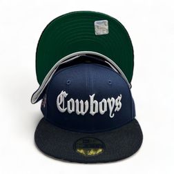 Dallas Cowboys Navy and Black Corduroy Old English Script Green UV 59FIFTY Fitted Hat