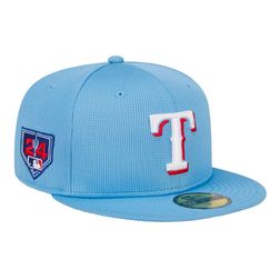 Texas Rangers Light Blue 2024 Spring Training Patch New Era 59FIFTY Fitted Hat