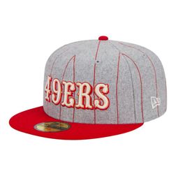 San Francisco 49ers Gray Heather Pinstripe NFL New Era 59FIFTY Fitted Hat