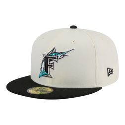Florida Marlins Chrome Black Two Tone New Era 59FIFTY Fitted Hat