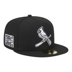 St. Louis Cardinals Bird Logo Black White 2006 WS Patch Gray UV New Era 59FIFTY Fitted Hat