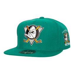 Anaheim Ducks Teal Green Inaugural Season Patch Mitchell & Ness NHL Dynasty Fitted Hat