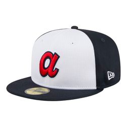 Atlanta Braves White Navy 2024 Batting Practice New Era 59FIFTY Fitted Hat