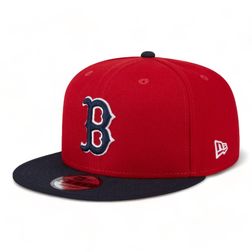 Boston Red Sox Red Navy 2024 Batting Practice New Era 9FIFTY Snapback Hat