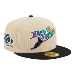 Tampa Bay Devil Rays Off White Cord Classic New Era 59FIFTY Fitted Hat