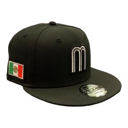 Mexico Black Flag Patch Gray UV New Era 9FIFTY Snapback Hat