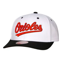 Baltimore Orioles White Black Mitchell & Ness Pro Crown Snapback Hat