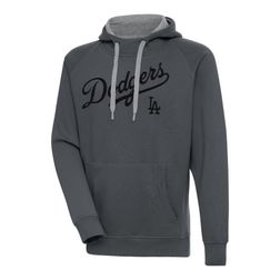 Los Angeles Dodgers Dark Gray Script Victory Antigua Mens Long Sleeve Hoodie