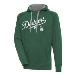 Los Angeles Dodgers Dark Green Script Victory Antigua Mens Long Sleeve Hoodie