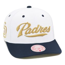 San Diego Padres White Navy Mitchell & Ness Pro Crown Snapback Hat