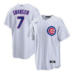 Youth Chicago Cubs Dansby Swanson White Pinstripe Nike Home Player Jersey