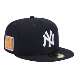 New York Yankees Navy Court Sport Leather Patch New Era 59FIFTY Fitted Hat