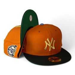 New York Yankees Orange Black Two Tone Jeter Side Patch Green UV New Era 59FIFTY Fitted Hat