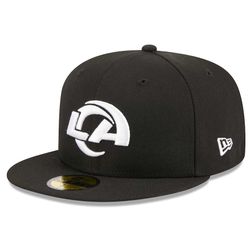 Los Angeles Rams Black and White Basic New Era 59FIFTY Fitted Hat