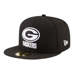 Green Bay Packers Black and White Basic New Era 59FIFTY Fitted Hat