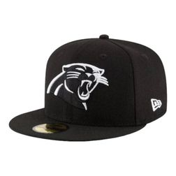 Carolina Panthers Black and White Basic New Era 59FIFTY Fitted Hat