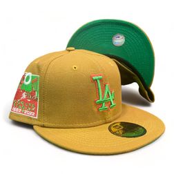 Los Angeles Dodgers Tan 60th Anniversary Dodgers Stadium Patch Green UV New Era 59Fifty Fitted Hat