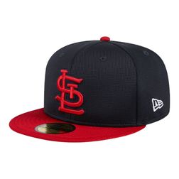 St. Louis Cardinals Navy Red 2024 Batting Practice New Era 59FIFTY Fitted Hat