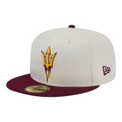 Arizona State Sun Devils Chrome and Maroon NCAA New Era 59FIFTY Fitted Hat