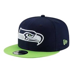 Seattle Seahawks Navy and Neon Green Team Color Basic New Era 9FIFTY Snapback Hat