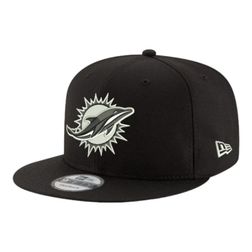 Miami Dolphins Black and White Basic New Era 9FIFTY Snapback Hat