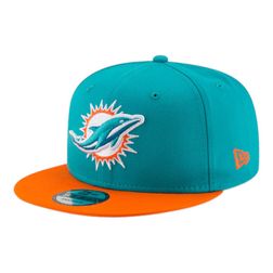 Miami Dolphins Aqua and Orange Team Color Basic New Era 9FIFTY Snapback Hat