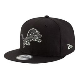 Detroit Lions Black and White Basic New Era 9FIFTY Snapback Hat