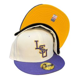 LSU Tigers Chrome Purple Yellow UV NCAA New Era 59Fifty Fitted Hat