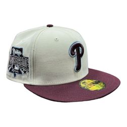 Philadelphia Phillies Chrome Maroon Two Tone 1996 ASG Patch Icy Blue UV New Era 59Fifty Fitted Hat