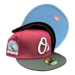 Baltimore Orioles Red Black Two Tone 50th Anni Patch Icy Blue UV New Era 59Fifty Fitted Hat