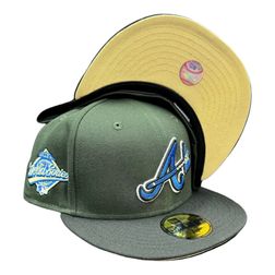 Atlanta Braves Green Black Two Tone 1995 WS Patch Vegas Gold UV New Era 59Fifty Fitted Hat