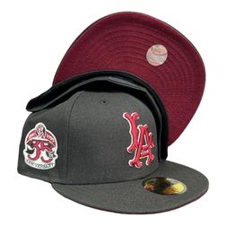 California Angels Black 35th Anni Patch Maroon UV New Era 59Fifty Fitted Hat