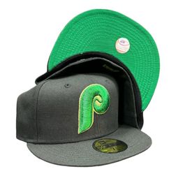 Philadelphia Phillies Black Neon Green UV New Era 59Fifty Fitted Hat